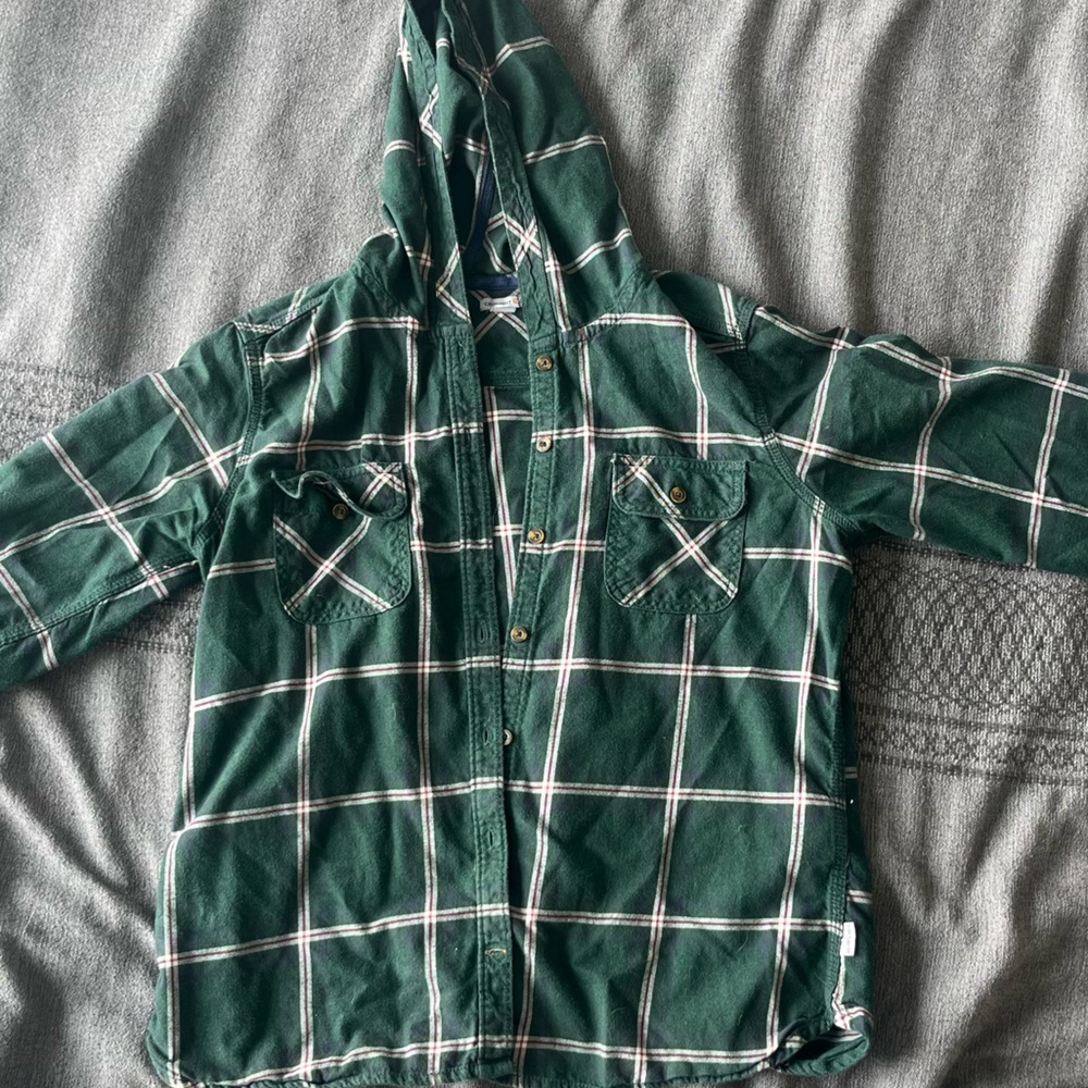 Carhartt Hooded Flannel. Green Size L